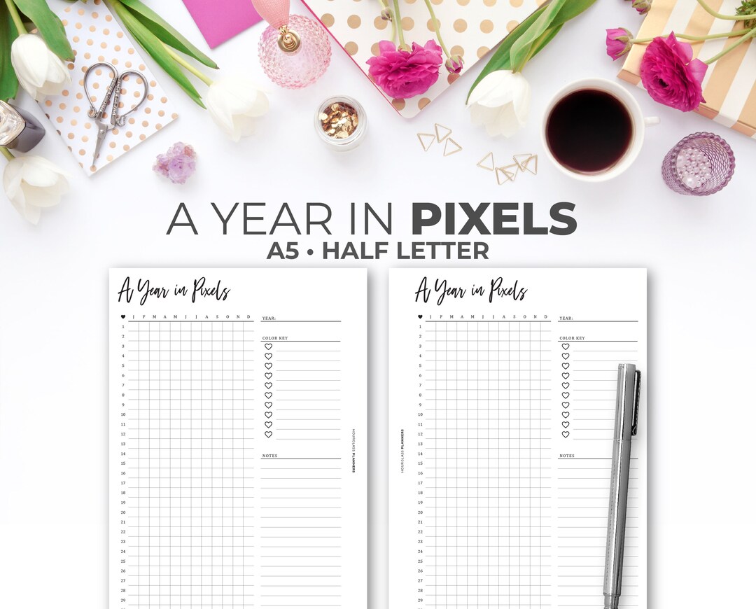 Year in Pixels Planner Insert: A5 & Half Letter (digital Download) - Etsy