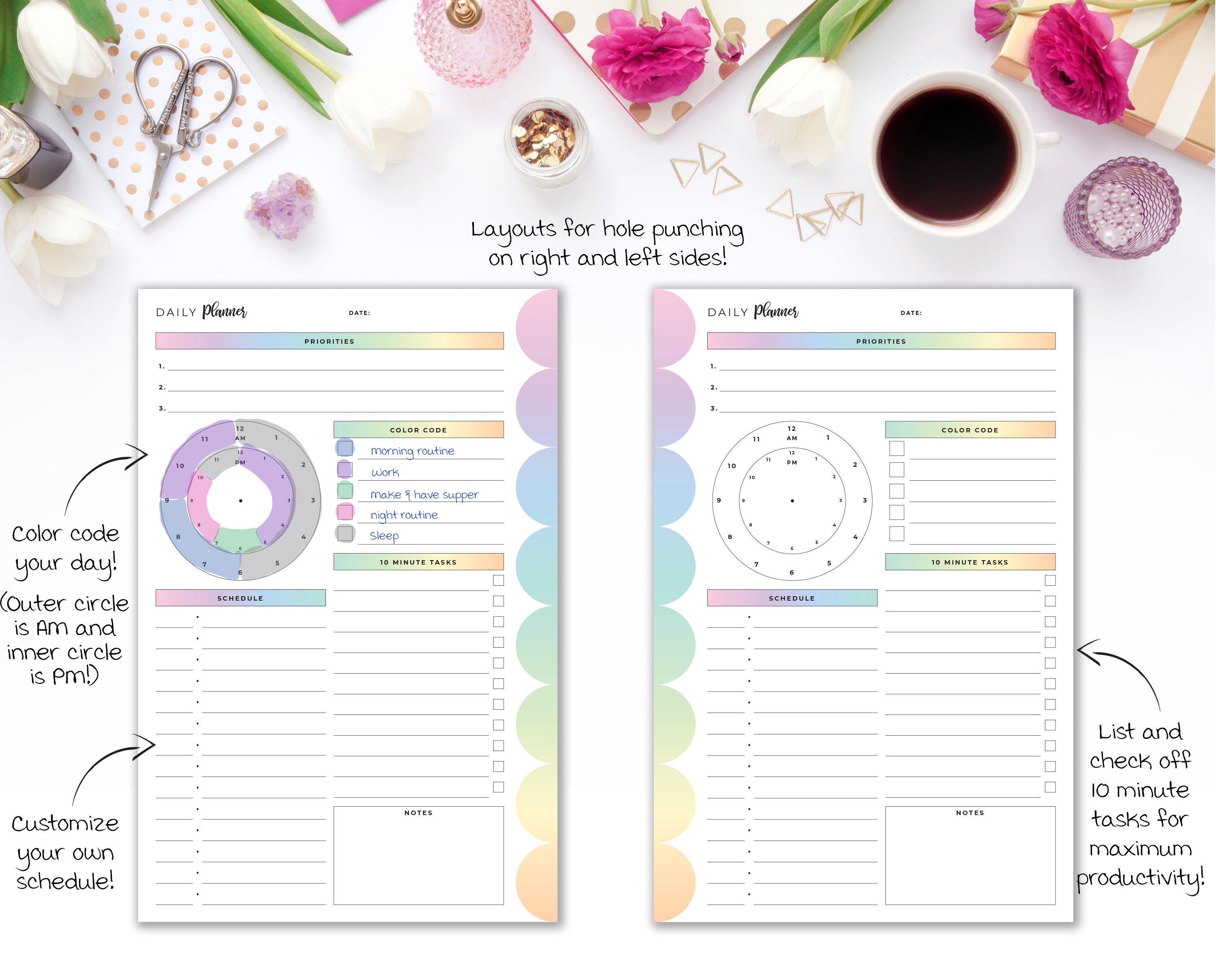 Mini Happy Planner Inserts: Rainbow Productivity Planner Bundle ...