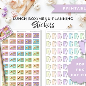 Lunch Box & Menu Planner Stickers (Digital Download)