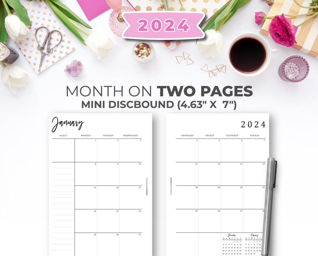 2024 Monthly Planner on 2 Pages Inserts for Mini Happy Planner 2024 2024 Monthly Planner on 2 Pages Inserts for Mini Happy Planner 2024