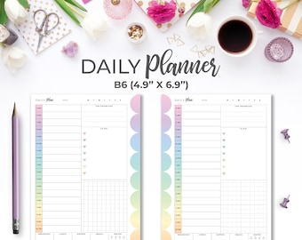 B6 Rainbow Daily Planner Insert: Timed Schedule (Printable PDF)