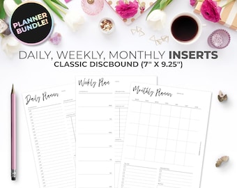 Classic Happy Planner Inserts: Daily, Weekly, Monthly (7" x 9.25") (Printable PDF)