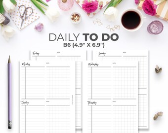 B6 Daily To Do Planner Insert: Minimalist Agenda (Digital Download)