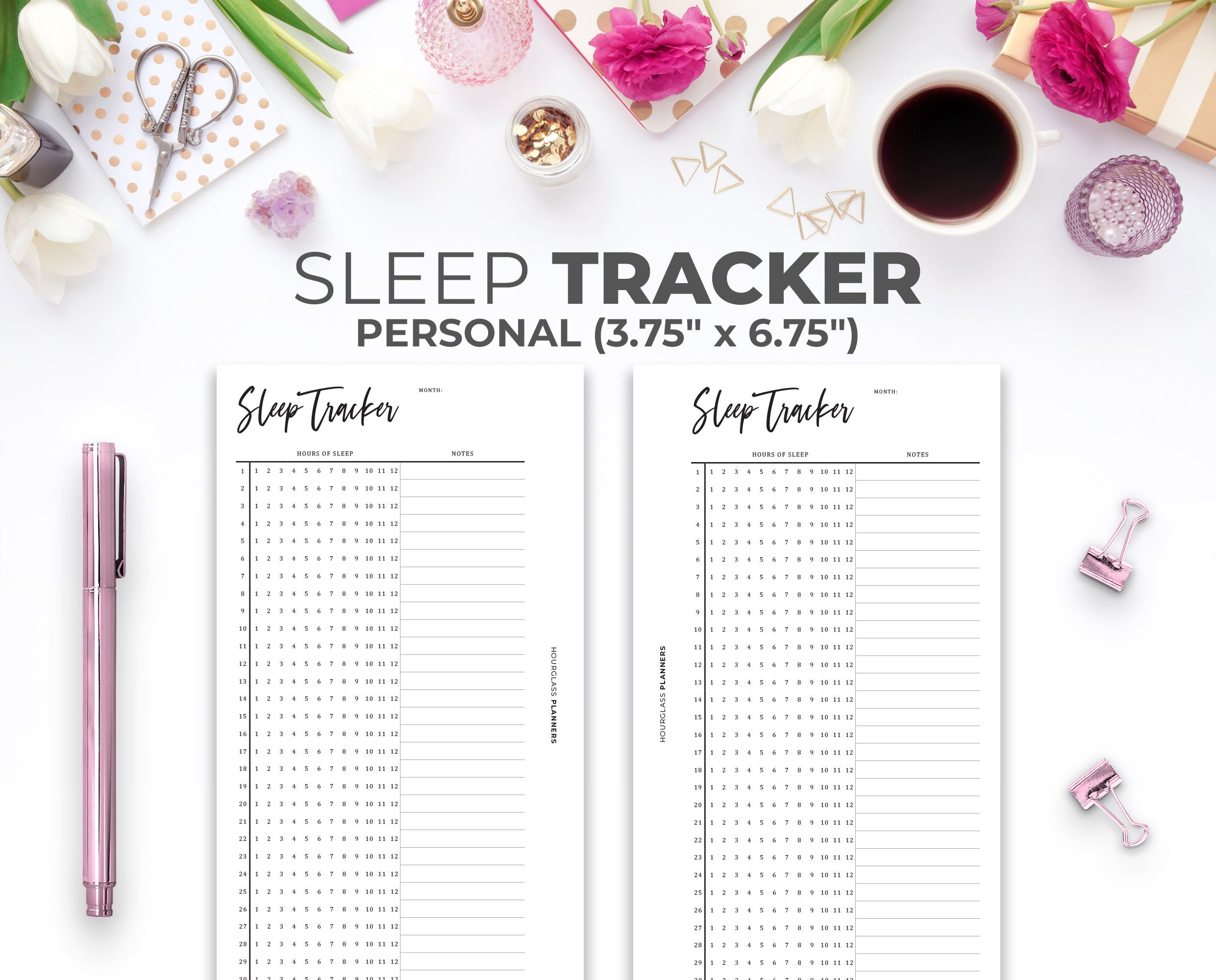 Minimal Printable Hours of Sleep Log Planner Pages Sleep Tracker Personal Insert