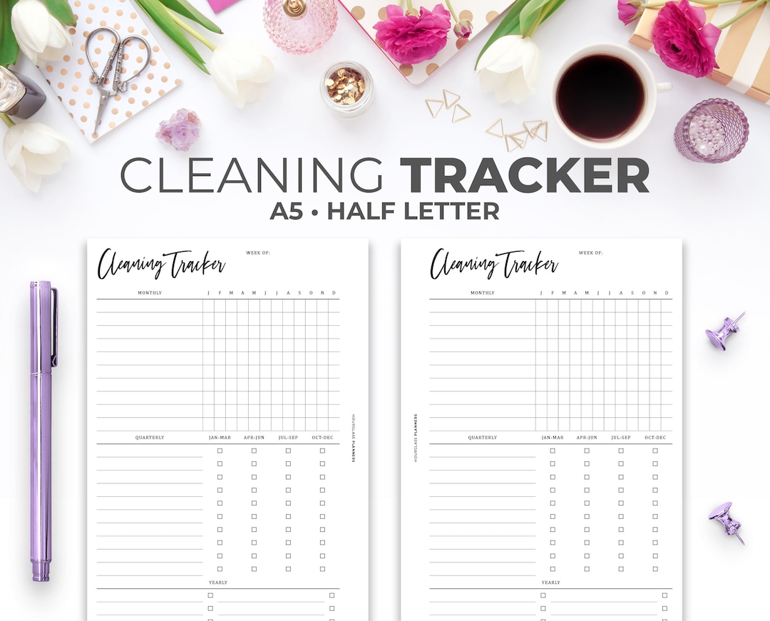 Printable Cleaning Schedule Tracker: A5, Half Letter (digital Download ...
