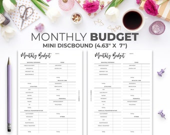 Budget Planner Printable Inserts for Mini Happy Planner | Printable Minimal Monthly Category Finance Planner Pages Mini Discbound 4.63" X 7"