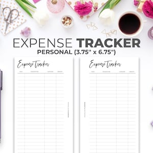 Minimal Expense Tracker Inserts: Printable Monthly Planner (Personal Size) (PDF)