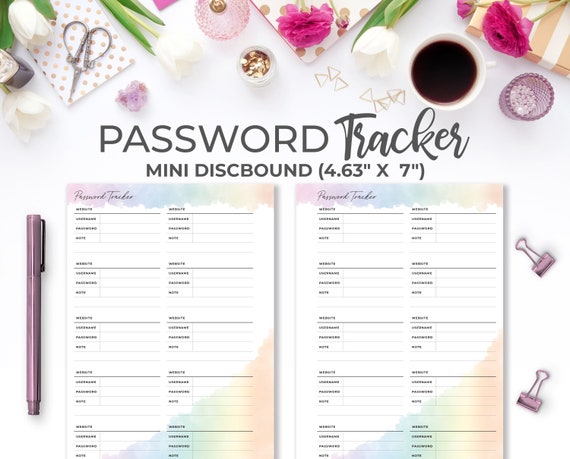 Mini Happy Planner Password Tracker Insert Rainbow Printable | Etsy