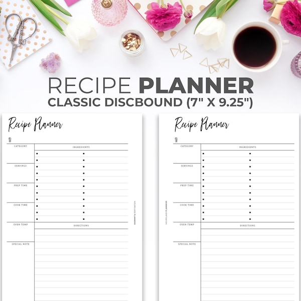 Happy Planner Classic Recipe - Etsy