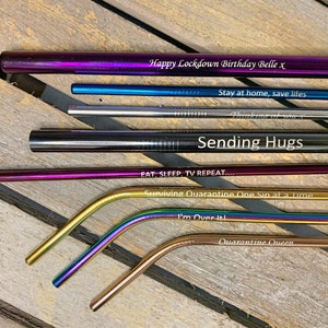 Baby Shower Personalised Stainless Steel Metal Drinking Straws FREE ENGRAVING