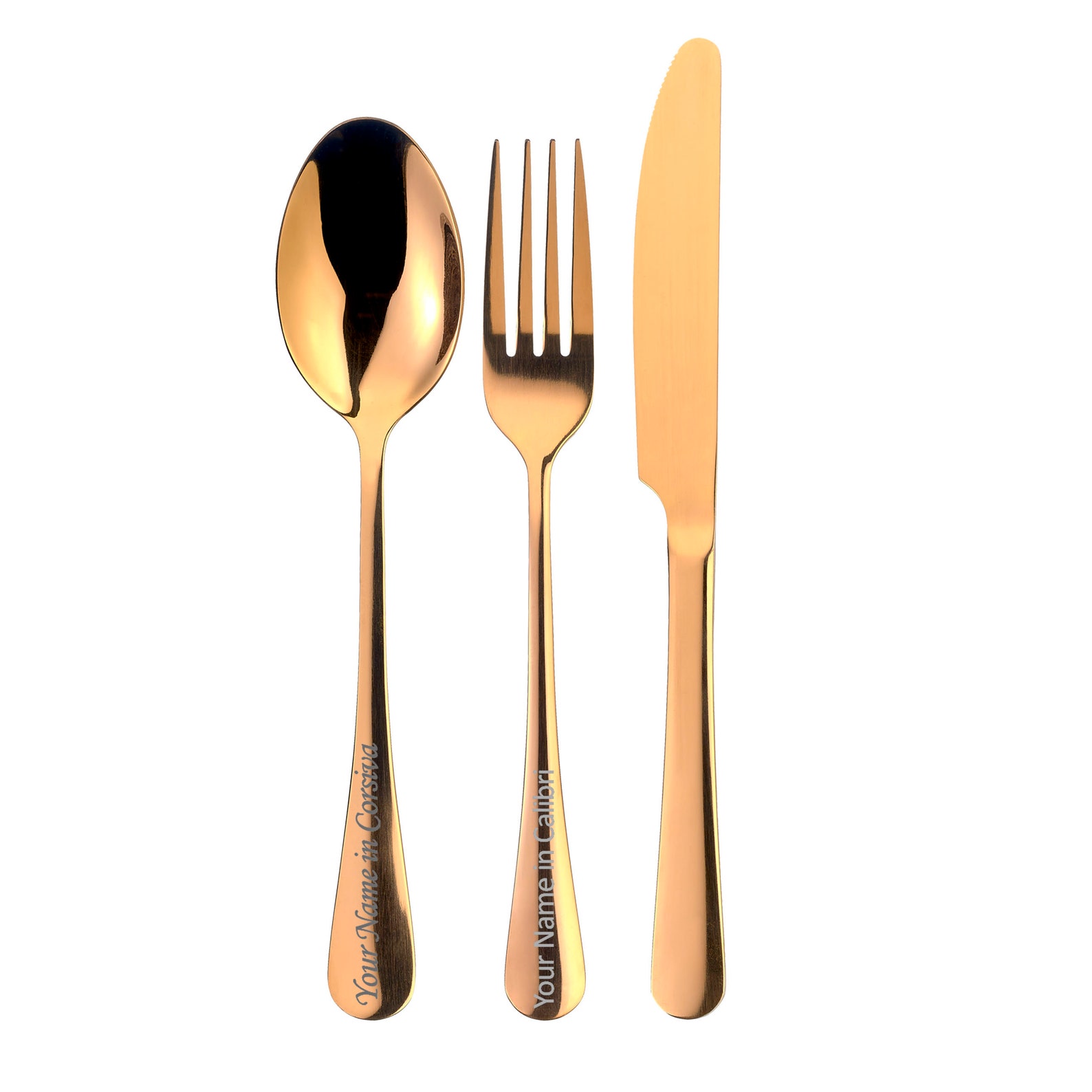 Personalised Rose Gold Adult Cutlery Set with Free Engraving Etsy
