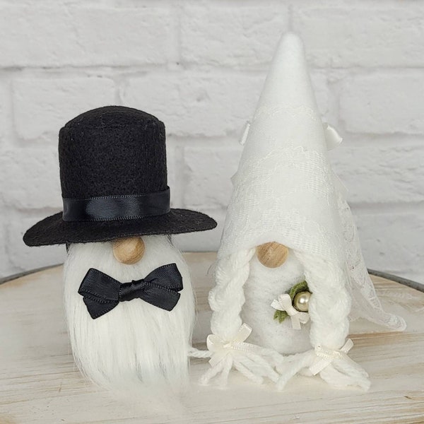 Wedding Gnomes, Gnome Cake Topper, Gift for Engaged Couple, Bride & Groom Gnomes, LGBTQ Wedding Gift, Gnome Couple, Gifts for Bride to Be