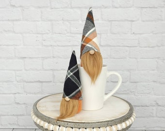 Fall Gnome for Fall Tiered Tray Decor, Scandinavian Plaid Gnome for Office Decor, Norwegian Nisse, Mini Gnome Hostess Gift for BFF Woman