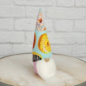 Mini Donut Kitchen Decor, Breakfast Donut Gnome, Miniature Gnome Gift for Foodie Mom, Danish Pastel Home Decor, Sprinkle Donut Tier Tray