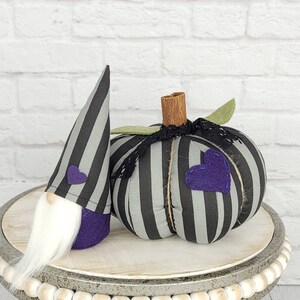 Halloween Gnome with Striped Hat for Tiered Tray Decor, Gothic Gifts for Women, Spooky Room Decor for Teen Girl, Cute Purple Halloween Decor