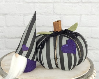 Halloween Gnome with Striped Hat for Tiered Tray Decor, Gothic Gifts for Women, Spooky Room Decor for Teen Girl, Cute Purple Halloween Decor