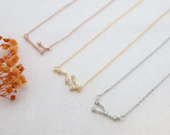 Zodiac Star Sign Minimalist Necklace, Rose Gold Zodiac Sign Necklace, Gorgeous Zodiac Necklace, Pretty Constellation Jewelry, Zodiac Jewelry