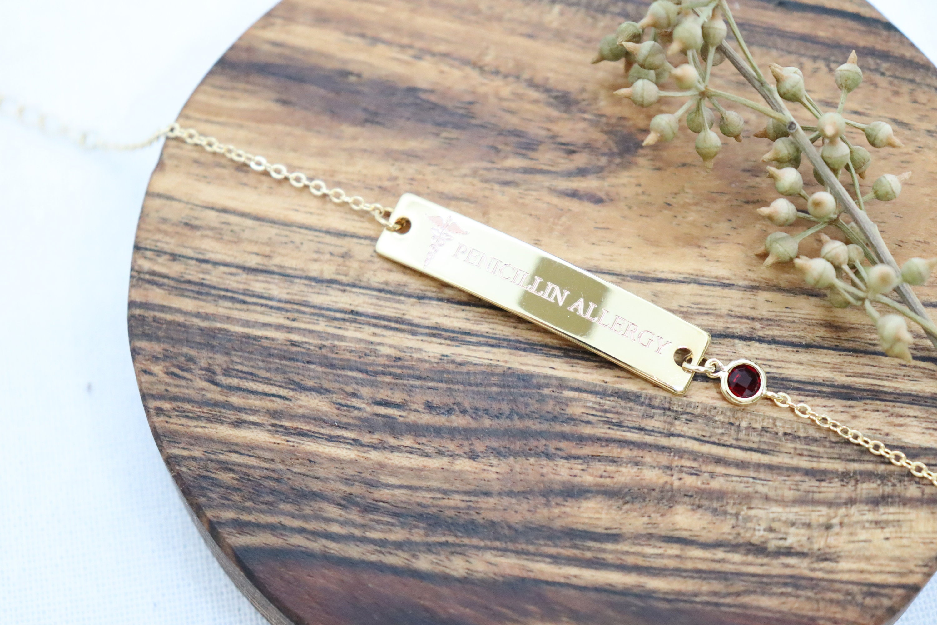 Personalised Medical Alert Bracelet Dainty Medical ID Bangle | Etsy