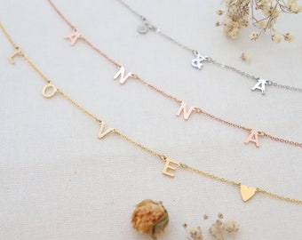 Personalized Flat Letter Necklace Delicate Mini Initial Jewelry Dainty Initial Necklace Minimalist Letter Jewellery Lovely Personalised Gift