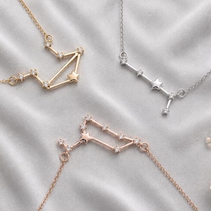 Zodiac Sign Necklace, Constellation Necklace, Astrology Jewelry, Star Sign Necklace, Celestial Gift for Her