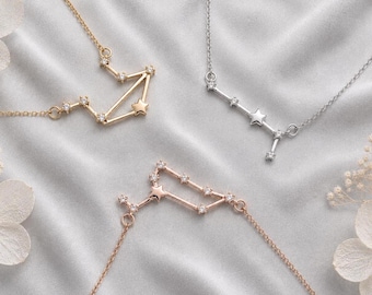 Zodiac Sign Necklace, Constellation Necklace, Astrology Jewelry, Star Sign Necklace, Celestial Gift for Her