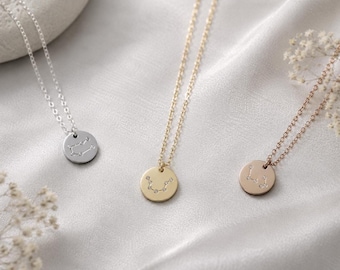 Zodiac Coin Necklace, Constellation Necklace, Astrology Necklace, Cubic Zirconia Celestial Jewelry, Zodiac Gift, Dainty Zodiac Necklace