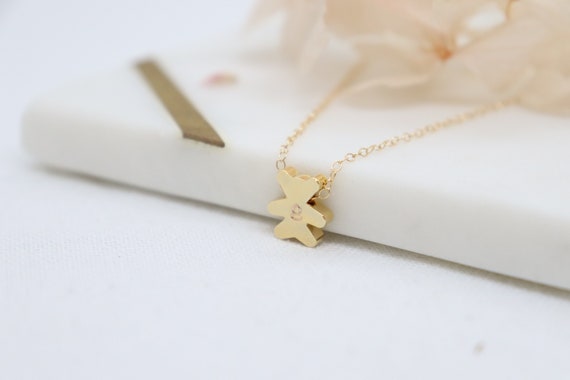 Initial Tiny Bear Necklace Personalised Initial Necklace - Etsy Australia