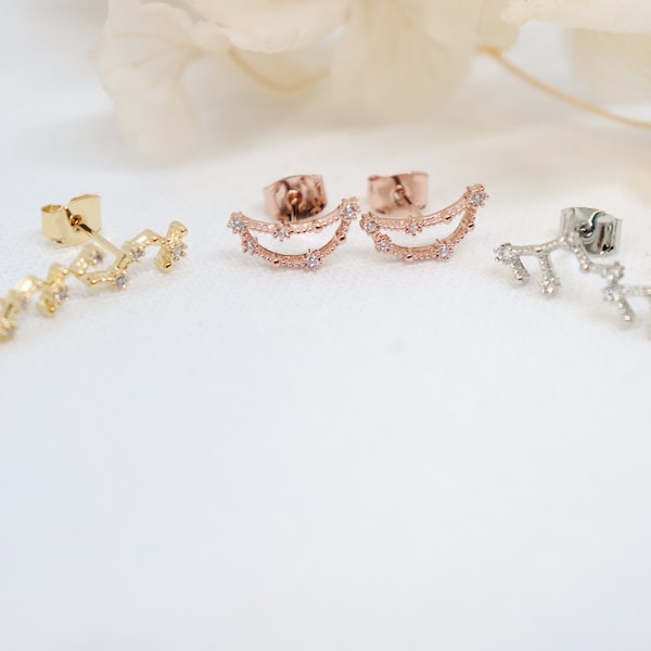 Star Zodiac Signs Minimalist Earrings, Rose Gold Zodiac Signs Earrings, Gorgeous Zodiac Earrings, Pretty Constellation Earrings for Women