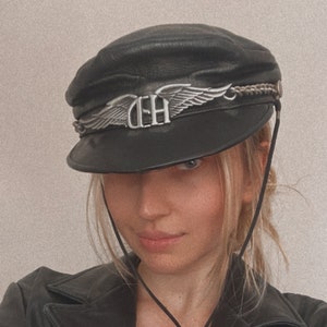 Vintage Harley-Davidson Black Leather Hat with Silver Chain Mascorro Men main image 2