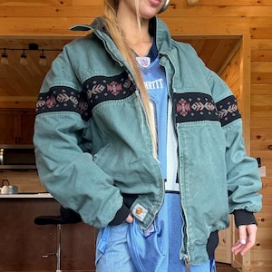 90s Carhartt Aztec Jacket - Etsy