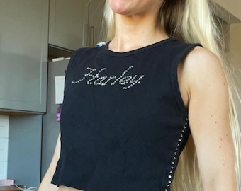 Vintage Harley Davidson Crop Top Tank Top Sparkle Motorcycle Tank