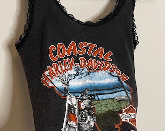 Rare Vintage Harley Davidson Tank Top Lace Beach Coastal South