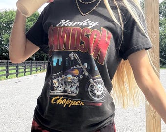 Rare 1989 Vintage Harley Davidson Tank Top Crop Top Butterflies