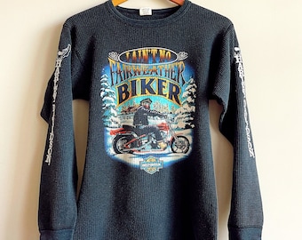 トップス 80's HARLEY DAVIDSON  henry neck thermal SUPER Rare 1980s Harley Davidson Thermal Minnesota Ain't No