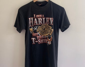 Rare Harley Davidson vintage shirt “ i don’t just own this Harley shirt I own a Harley” 1980s classic soft trendy