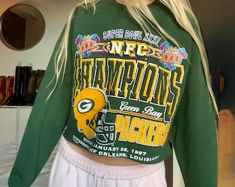 Vintage Green Bay Packers Jersey Crop Top Cropped Green and Gold