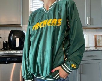 Vintage 90s green bay packers jacket with hood zip up coat retro packer Wisconsin football nfl wi