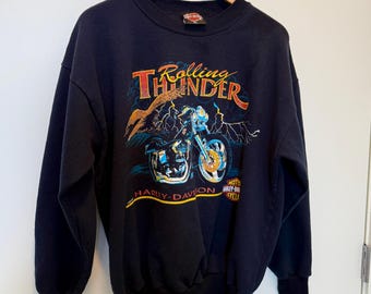Vintage 80s 90s Harley Davidson Flames Milwaukee Pullover Hoodie