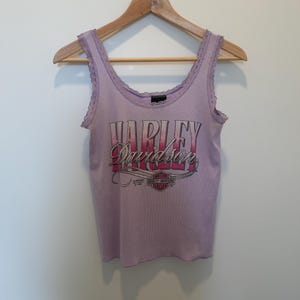 Super rare 1984 cropped Harley Davidson rose eagle gray motorcyle tank top lace detail crop top tank black sturgis retro pinterest Tiktok