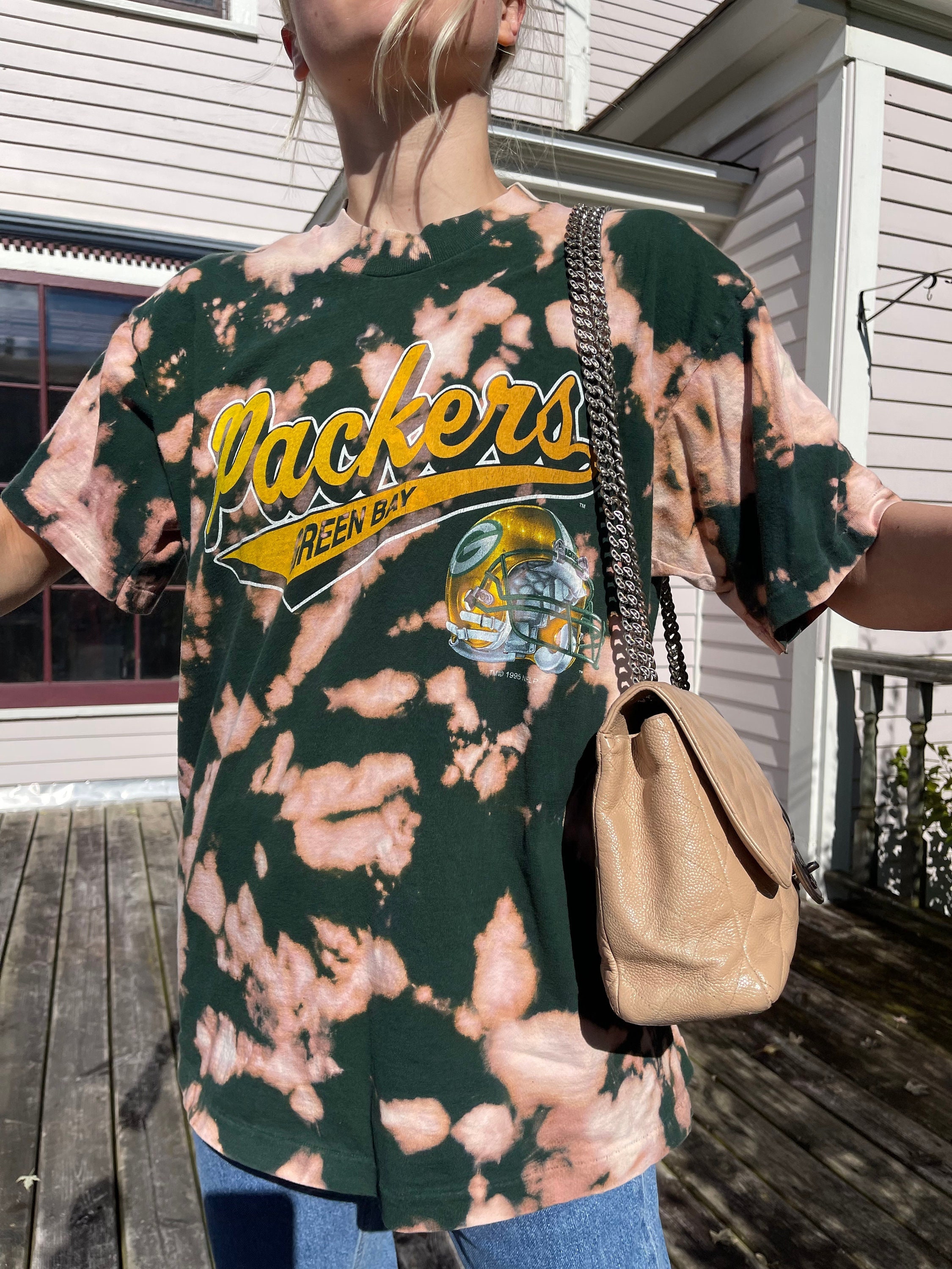 Vintage 90s Green Bay Packers Size L Shirt Dyed Custom -   Israel