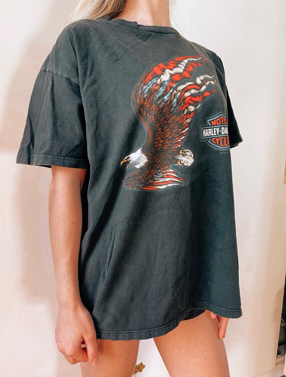 Harley shirt USA vintage eagle American flag class