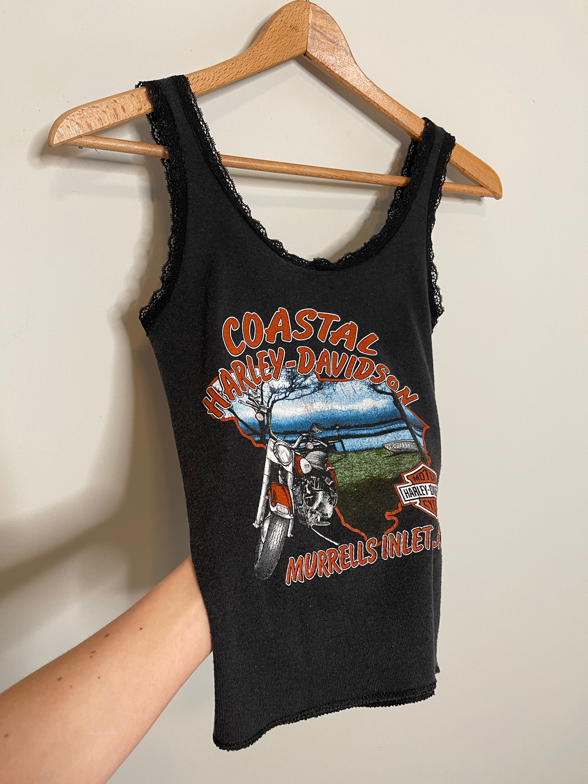 80's HARLEY-DAVIDSON タンクトップ USA製　ヴィンテージ Rare Vintage Harley Davidson Tank Top Lace Beach Coastal South