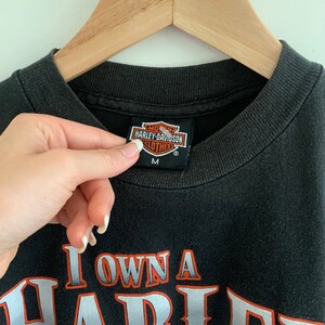 Rare Harley Davidson vintage shirt “ i don’t just own this Harley shirt I own a Harley” 1980s classic soft trendy image 4