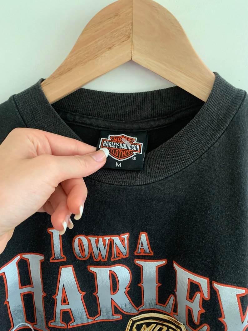 Rare Harley Davidson vintage shirt “ i don’t just own this Harley shirt I own a Harley” 1980s classic soft trendy image 4