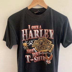 Rare Harley Davidson vintage shirt “ i don’t just own this Harley shirt I own a Harley” 1980s classic soft trendy image 2