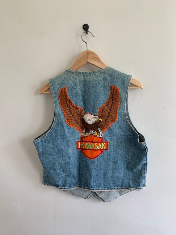 1970s vintage denim vest Levi harley motorcycle s… - image 10