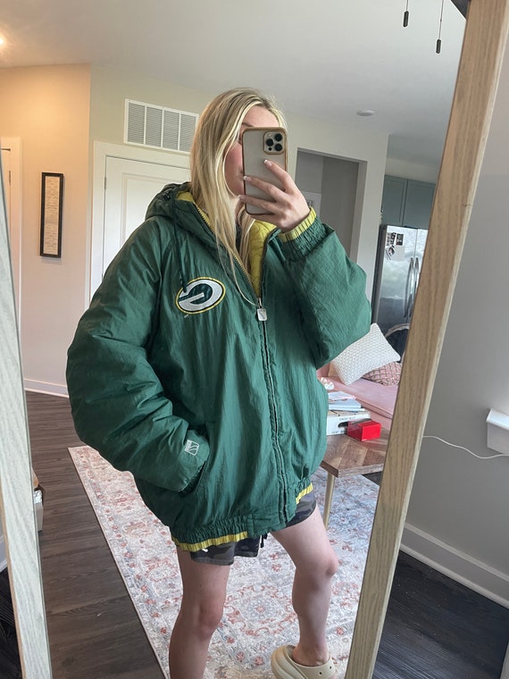 90s 韓国製 GREEN BAY PACKERS 刺繍 リブライン パーカー