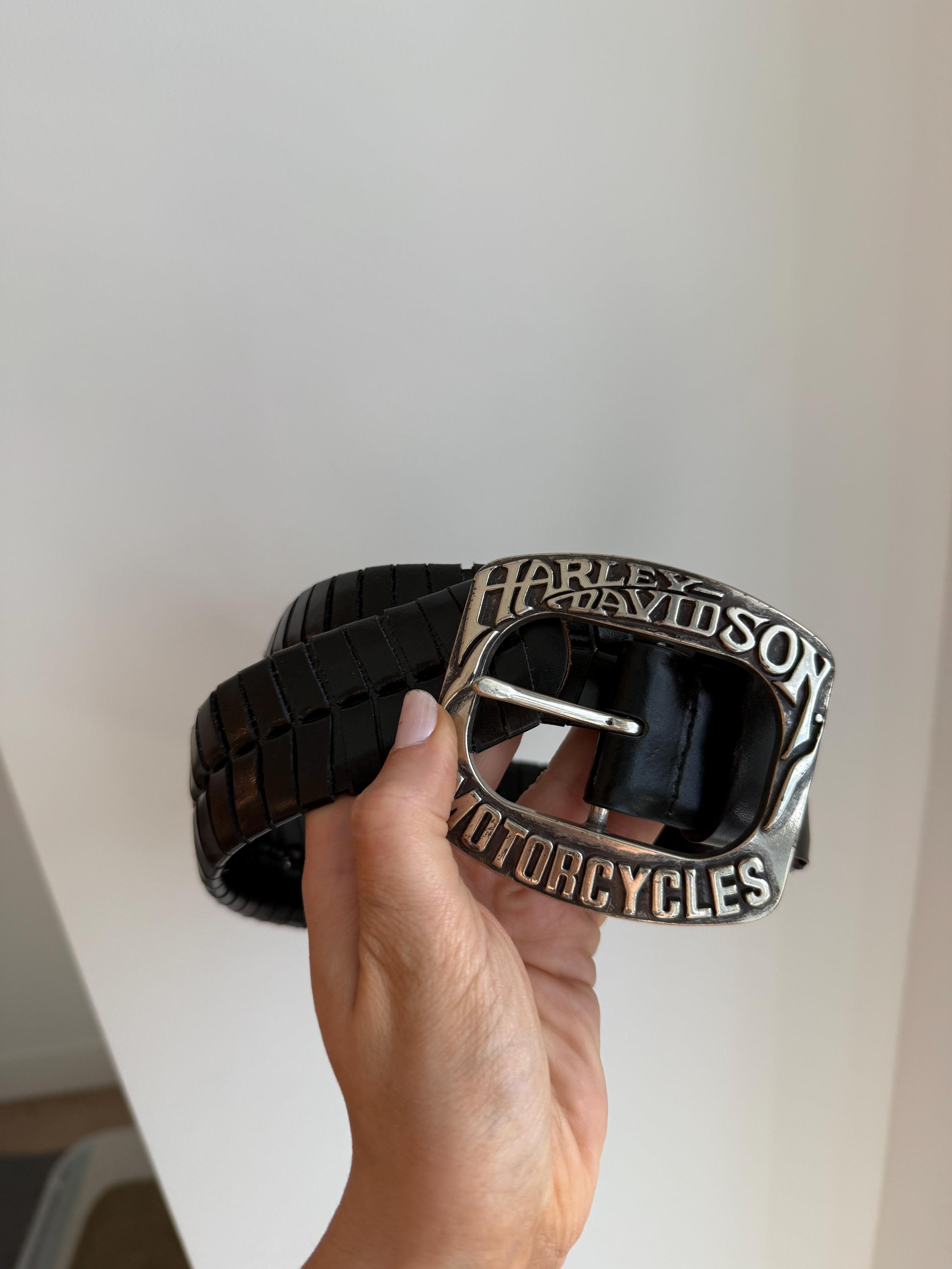 Vintage Harley Davidson Black Leather Silver Belt Motorcycle  display picture 3