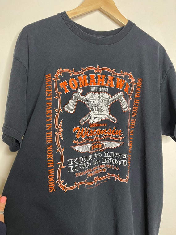 Tomahawk fall Harley ride shirt Wisconsin worn USA