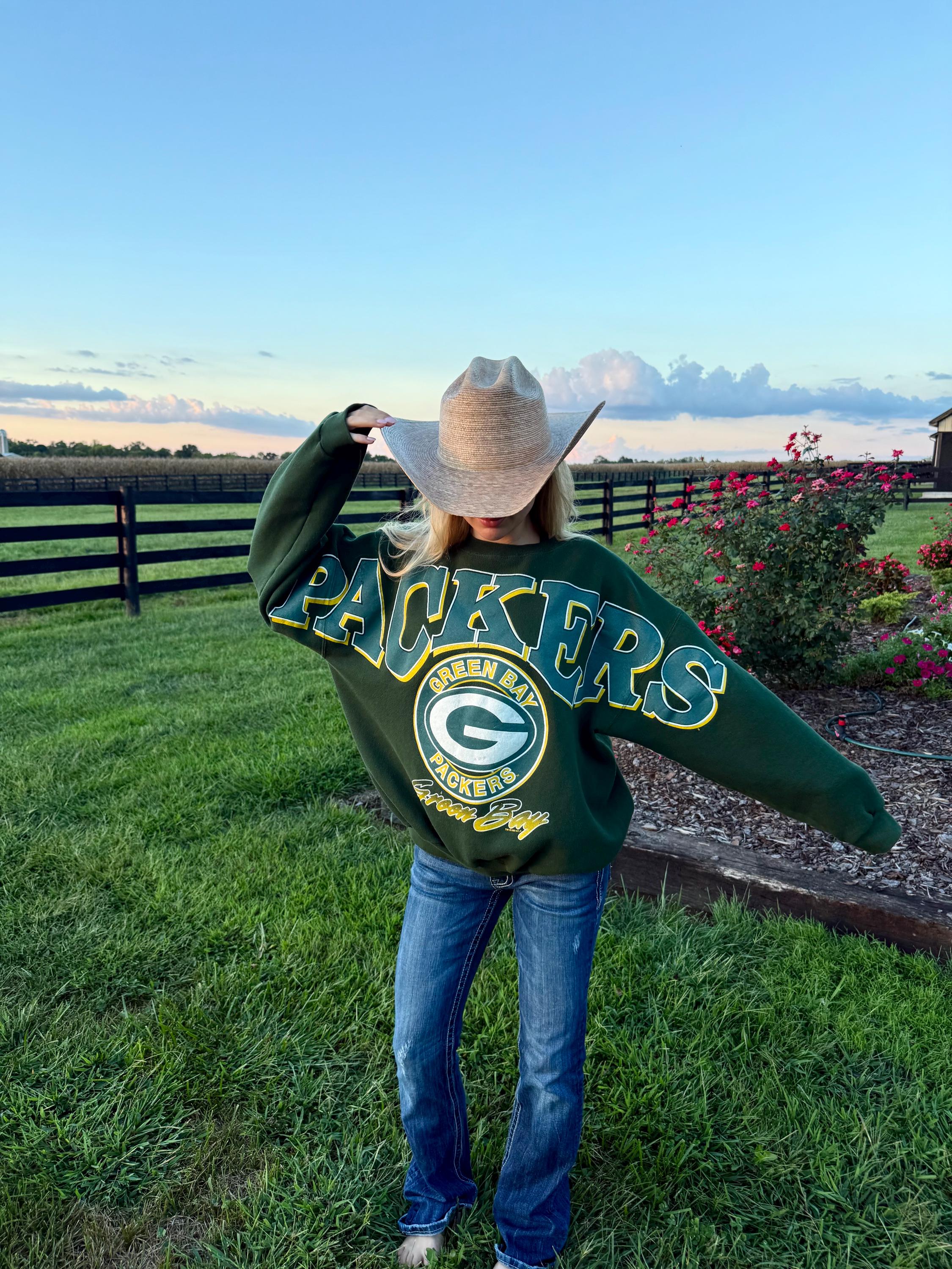 SUPER RARE Vintage 1995 Packers Sweatshirt Letters Across Chest